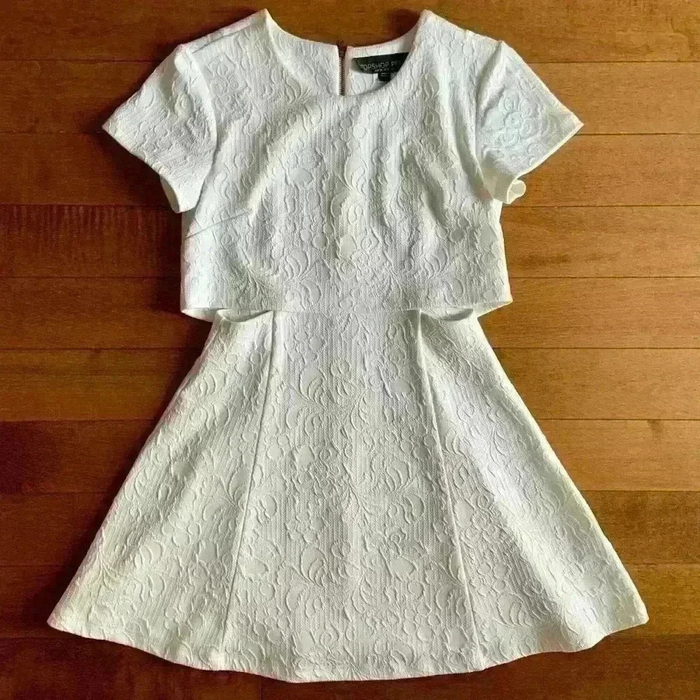 Topshop | Floral white cut out dress petite